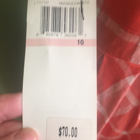 NWT NINA LEONARD orange gingham long dress - Picture 6 of 6